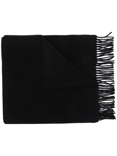 Shop Moncler Fringed Wool Scarf In Schwarz