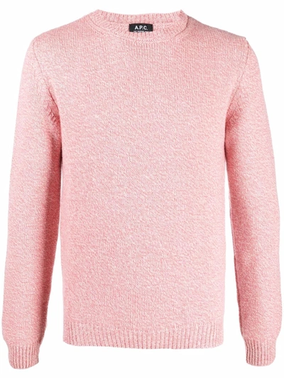 A.p.c. Pull Down Wool Crewneck Sweater In Fad Rose Poudre | ModeSens