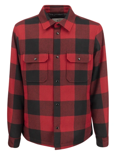 Shop Woolrich Alaskan Check Shirt Jacket In Recycled Italian Wool In Red