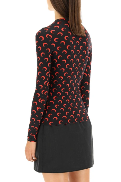 Shop Marine Serre All Over Moon Second Skin Top In Black,red