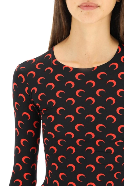 Shop Marine Serre All Over Moon Second Skin Top In Black,red