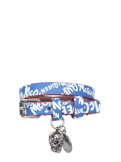 Shop Alexander Mcqueen Double Turn Bracelet In Blue