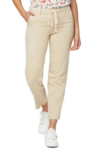 Shop Nydj Relaxed Frayed Hem Pants In Warm Sand