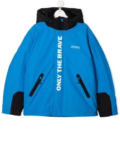 Shop Diesel Teen Jarctic-ski Hooded Jacket In 蓝色