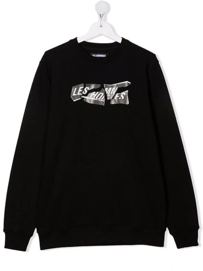 Shop Les Hommes Teen Logo Print Sweatshirt In 黑色