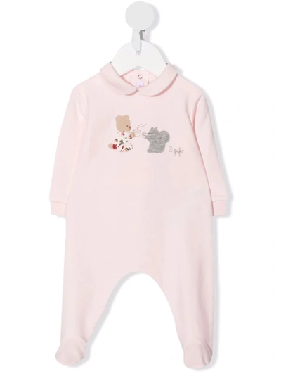 Shop Il Gufo Logo-print Stretch-cotton Babysuit In 粉色