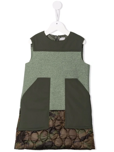 Il Gufo Sleeveless Patchwork Dress In 绿色