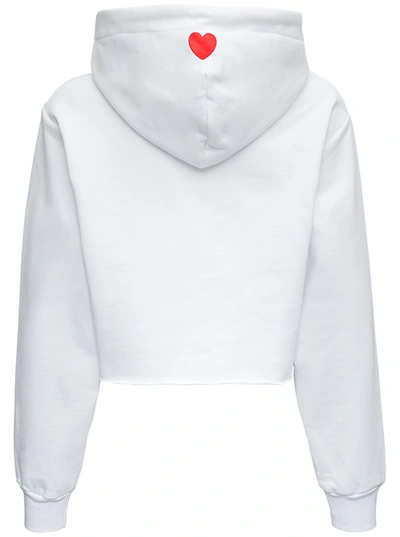 Shop Gcds White Cotton Cropped Lovely Hoodie