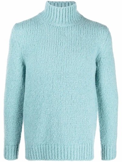 Shop Brioni Mock-neck Knitted Cashmere Jumper In Blau