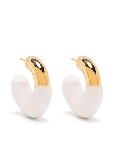 Shop Sunnei Rubber-detail Hoop Earrings In Gold