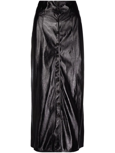 Shop Isabel Marant Baxomili Faux Leather Midi Skirt In Schwarz
