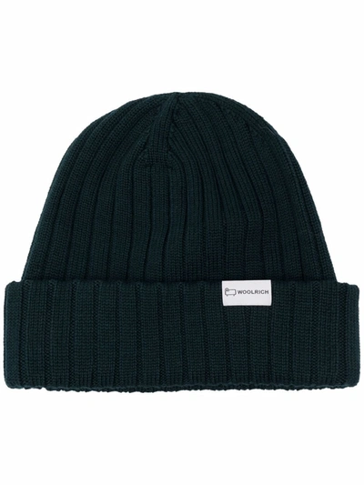 Woolrich Ribbed-knit Virgin Wool Beanie In Grün