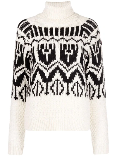 Shop Moncler Intarsia-knit Jumper In Nude