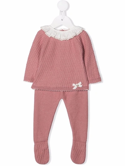 Shop Paz Rodriguez Rose Knit Baby Set In Pink
