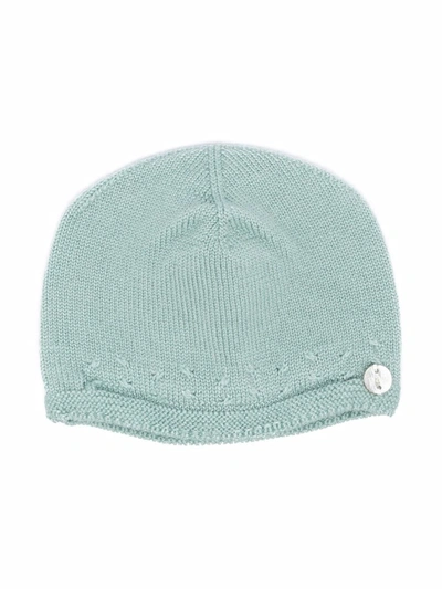 Shop Paz Rodriguez Button Detail Knit Hat In Green