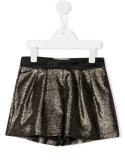 Shop Elie Saab Junior Glitter Tailored Shorts In Gold