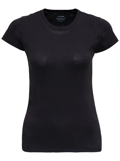 Shop Frame Le Mid Muscle Black Cotton T-shirt