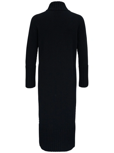 Antonelli Penguin Long Black Wool And Silk Dress In Black