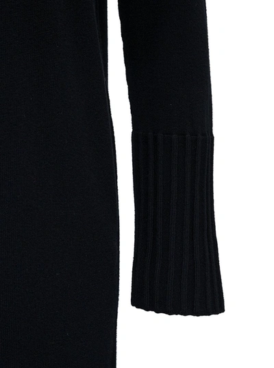Antonelli Penguin Long Black Wool And Silk Dress In Black