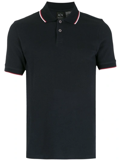 Shop Armani Exchange Contrasting-stripe Polo Shirt In Blau