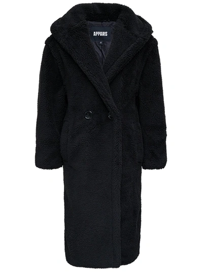 Shop Apparis Mia Black Ecological Fur Coat