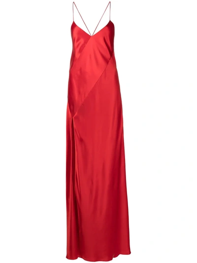 Shop Michelle Mason Silk Open Back Gown In Rot