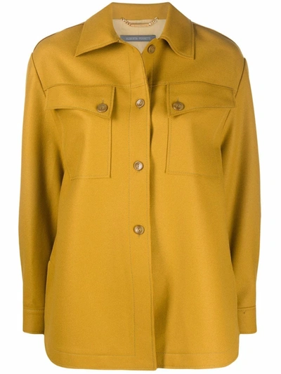 Shop Alberta Ferretti Virgin Wool-blend Shirt Jacket In Gelb
