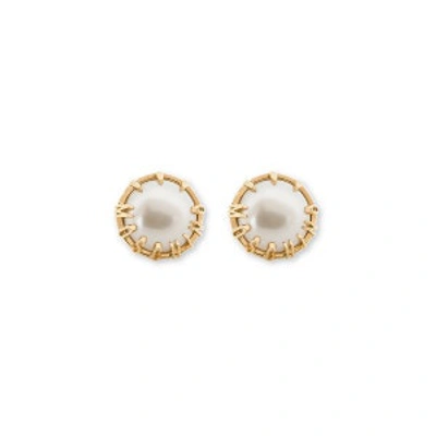 Shop Moschino Clip Earrings With Pearl In Gold