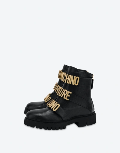 Shop Moschino Couture Milano Biker Boots In Black