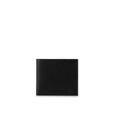 Shop Emporio Armani Black Grey Leather Wallet