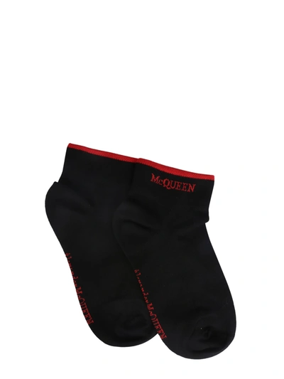 Shop Alexander Mcqueen Sock With Logo In Nero