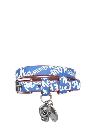 Shop Alexander Mcqueen Double Turn Bracelet In Blu
