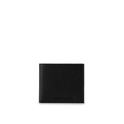 Shop Emporio Armani Black Grey Leather Wallet In Nero