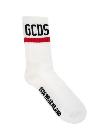 Shop Gcds Woman White Socks With Logo