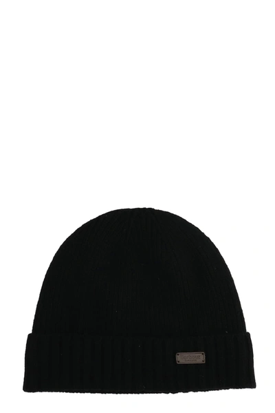 Shop Barbour Carlton Beanie Hats In Black Wool