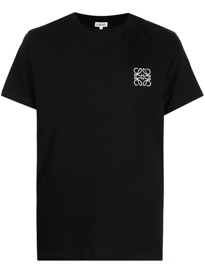 Shop Loewe Anagram-embroidered Cotton T-shirt In Schwarz