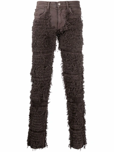 Shop Alyx Frayed Slim-fit Jeans In Brown