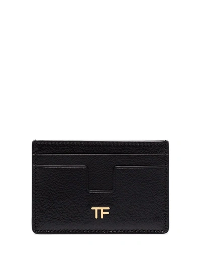 Shop Tom Ford Logo-embellished Leather Cardholder In Black
