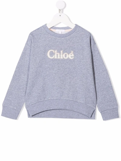 Shop Chloé Embroidered Logo Sweater In Grey