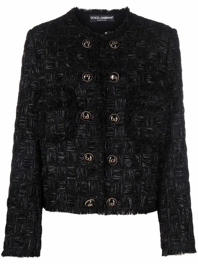Shop Dolce & Gabbana Lamé Jacquard Gabbana Jacket In Black