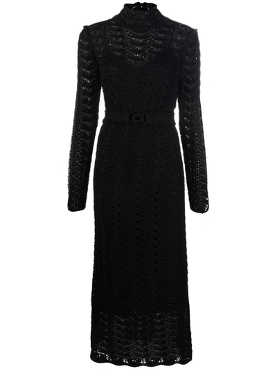 Shop Zimmermann Concert Long-sleeve Knitted Midi Dress In Black