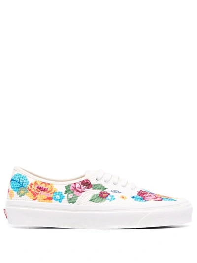 Shop Vans Anaheim Factory Authentic 44 Floral-print Sneakers In White