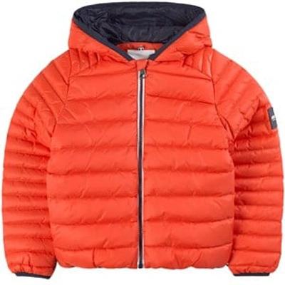 Shop Aigle Red Puffer Jacket With Reflective Tape On Hood