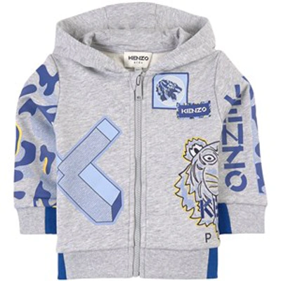 Shop Kenzo Kids Gray The Tiger Hoodie In Grey