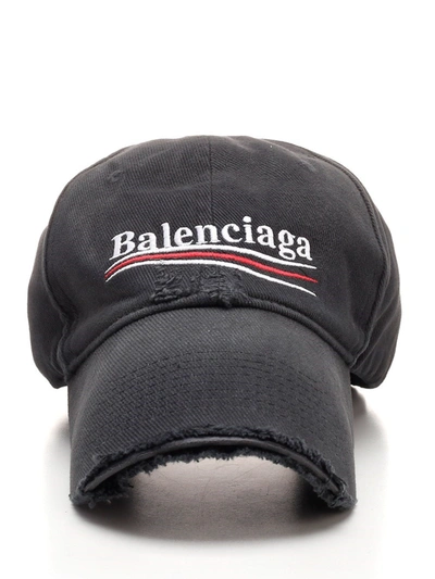 Shop Balenciaga Political Logo Baseball Cap In Black