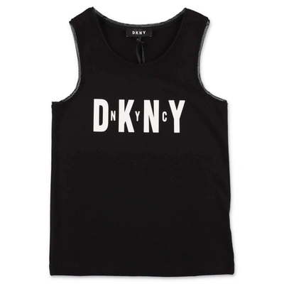 Shop Dkny Kids Logo Printed Tank Top In Black