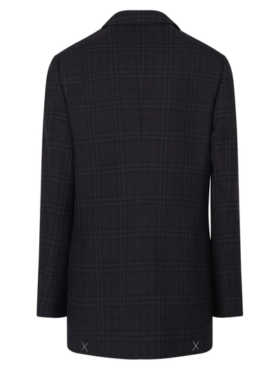 Burberry Check Pattern Blazer Jacket In Grey