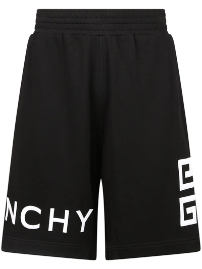 Shop Givenchy Embroidered Cotton Bermuda Shorts In Black