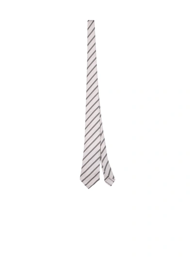 Shop Lardini Silk And Linen Tie In White