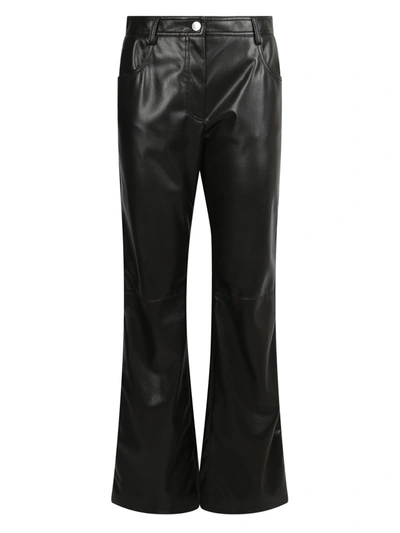 Shop Msgm Faux Leather Trousers In Black